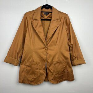 DG2 by Diane Gilman FLEXstretch Tailored One Button Blazer in Camel Size M